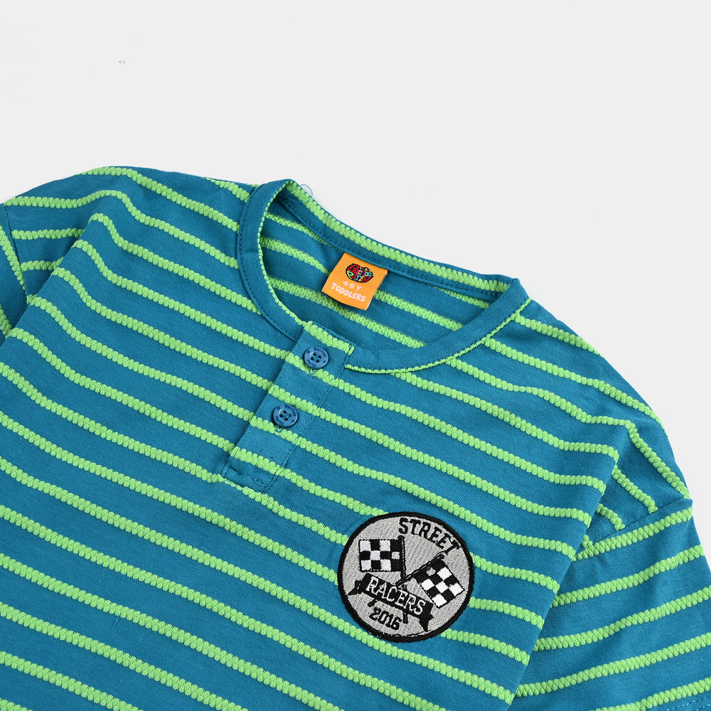 Boys Jacquard T-Shirt HS Street Racer-Green Stripe