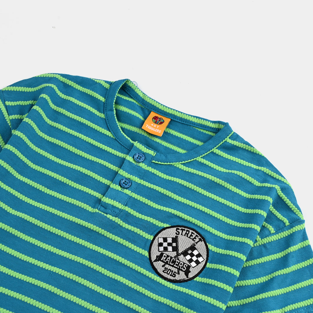Boys Jacquard T-Shirt HS Street Racer-Green Stripe