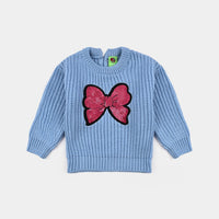 Infant Girls Acrylic Sweater-Sequence BOW-L.Blue