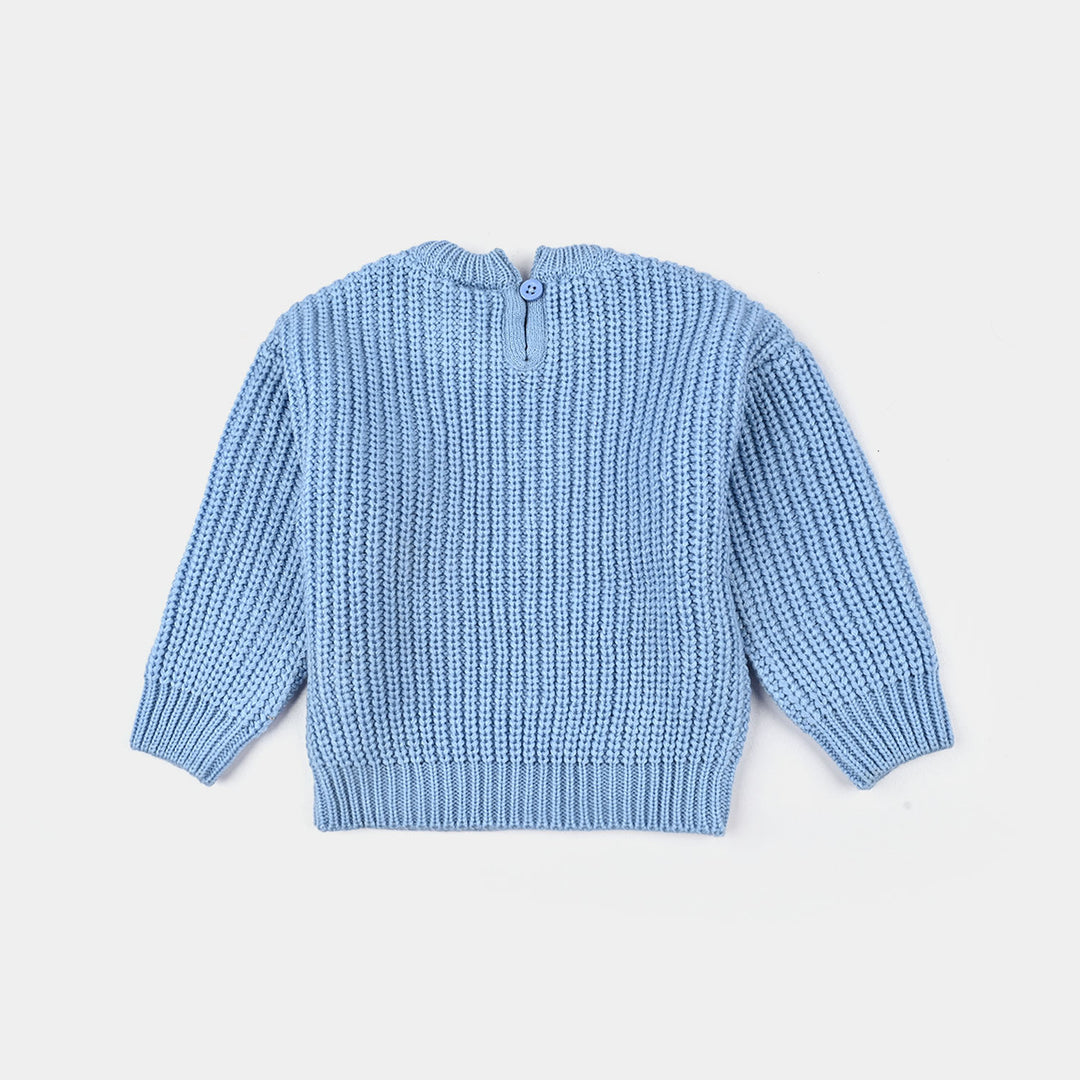 Infant Girls Acrylic Sweater-Sequence BOW-L.Blue
