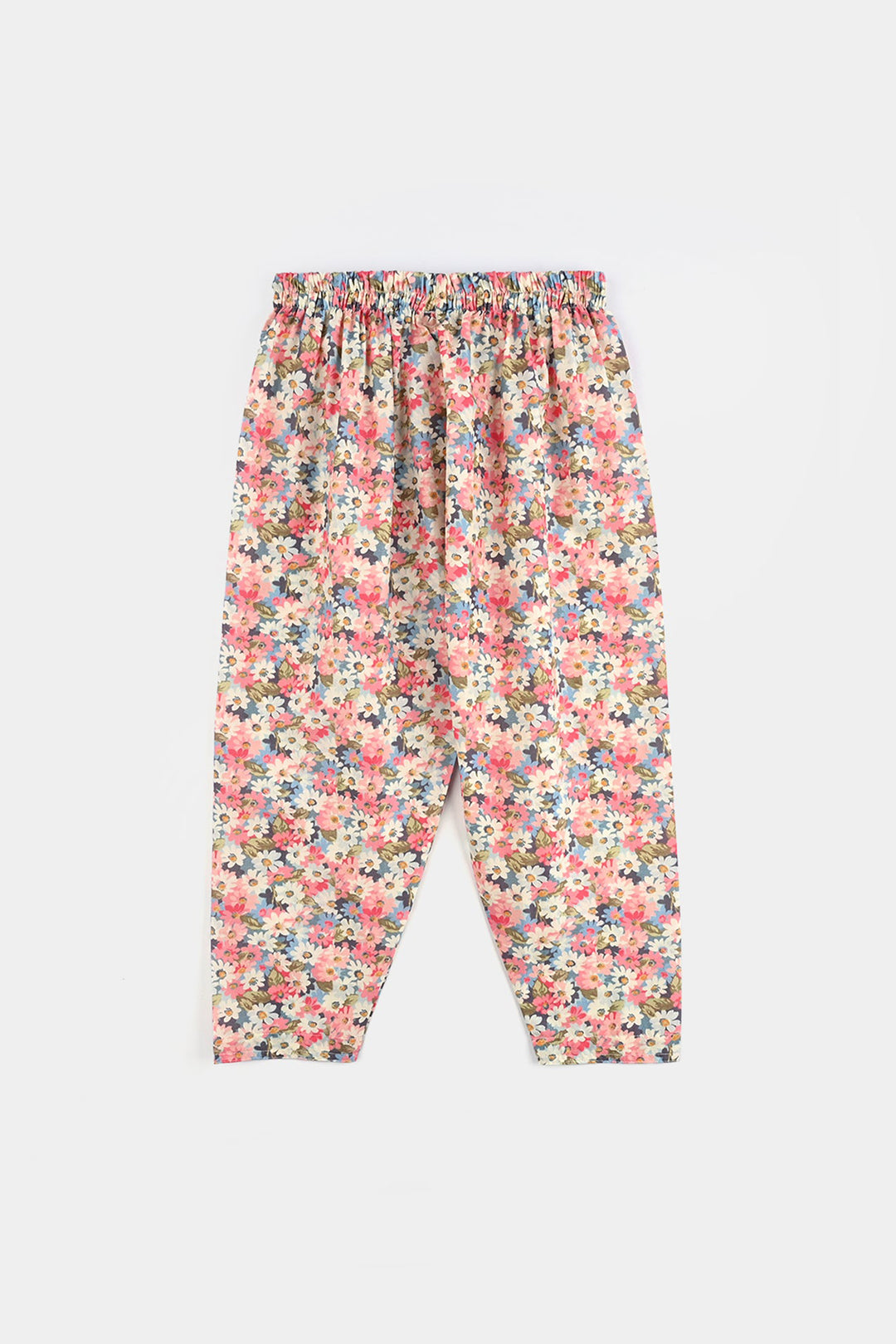 Girls Cotton Poplin Printed & EMB 2Pcs Peach-Multi
