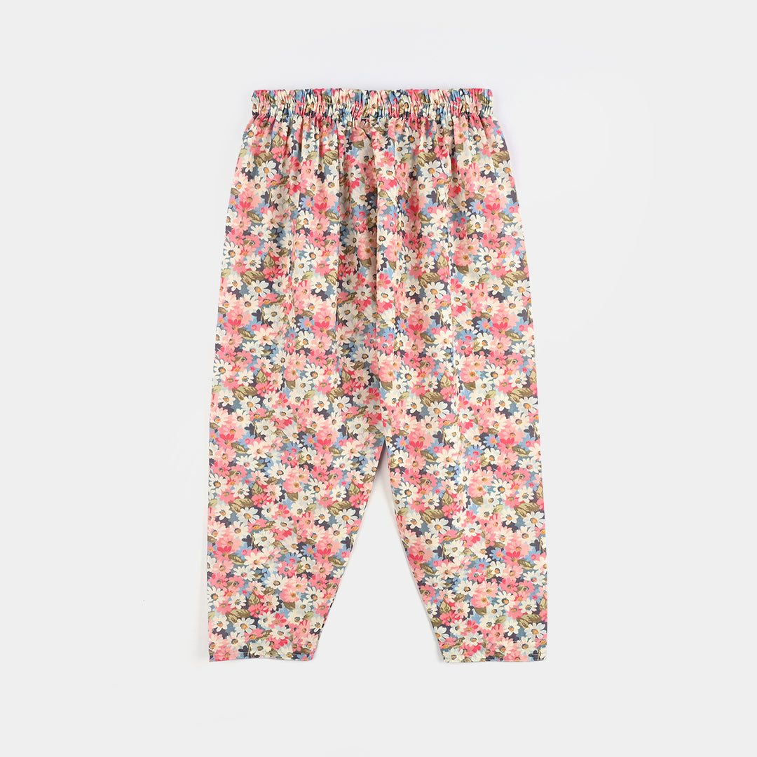 Infant Girls Cotton Poplin Printed & Emb 2Pcs Peach-Multi