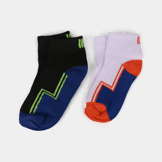 Boys Pack of 2 Ankle Socks-White/Black
