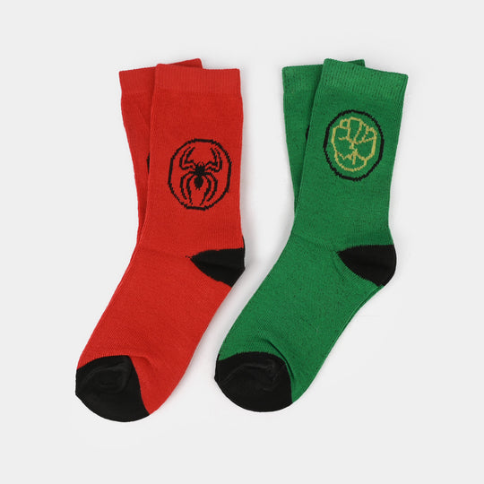Boys Pack of 2 Socks-Red Green