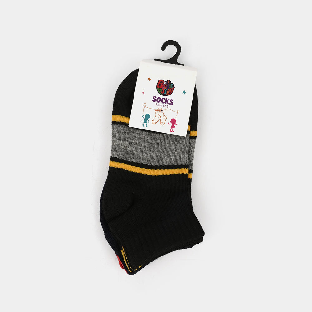 Boys Pack of 2 Ankle Socks Stripes-Blue.Black