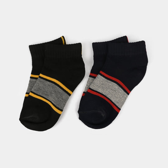 Boys Pack of 2 Ankle Socks Stripes-Blue.Black