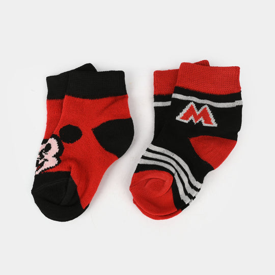 Infant Boys Pack of 2 Socks Mouse-Red.Black