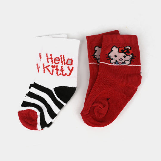Infant Girls Pack of 2 Socks Kitty-Red.White