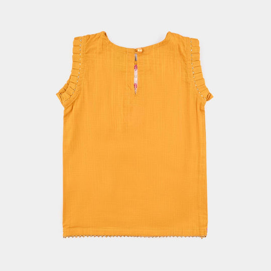Infant Girls Cotton Slub Emb 2Pcs Laila-Mustard
