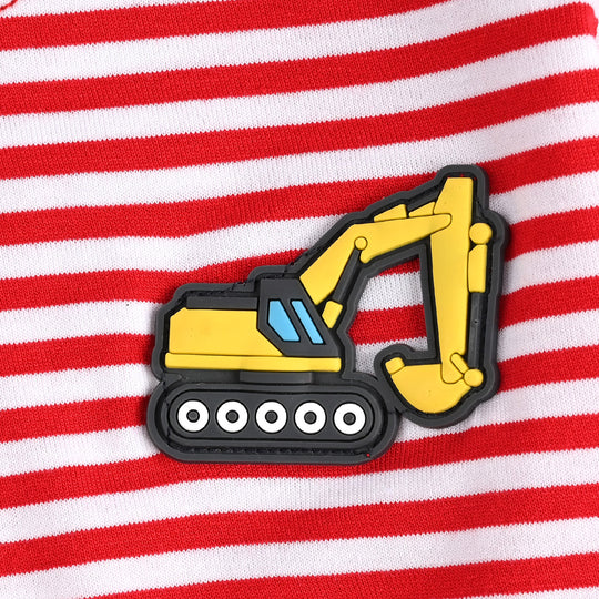 Infant Boys Yarn Dyed Round Neck T-Shirt TRACTOR-Red