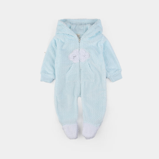 Infant Unisex Sherpa Romper-BLUE