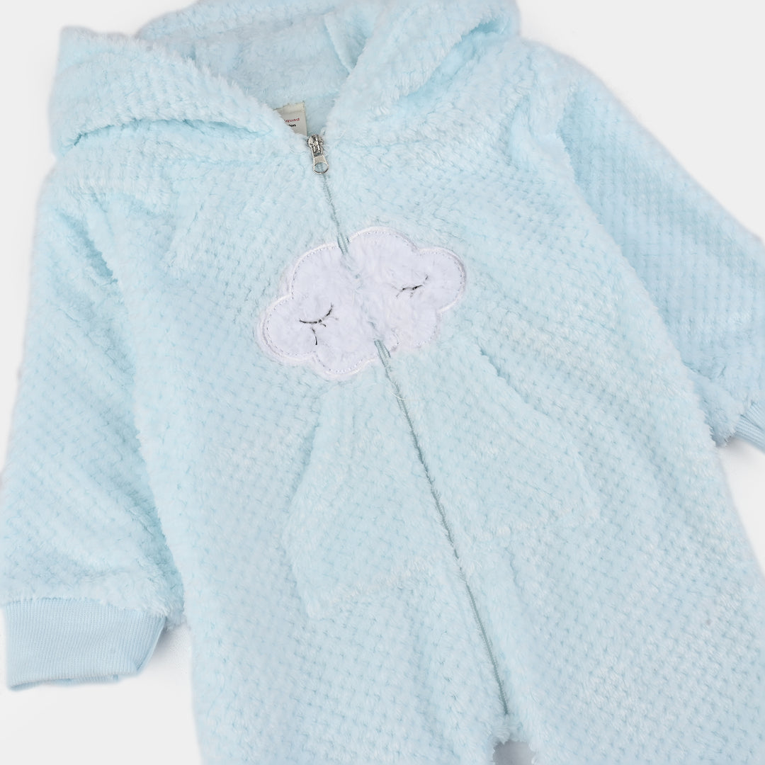 Infant Unisex Sherpa Romper-BLUE