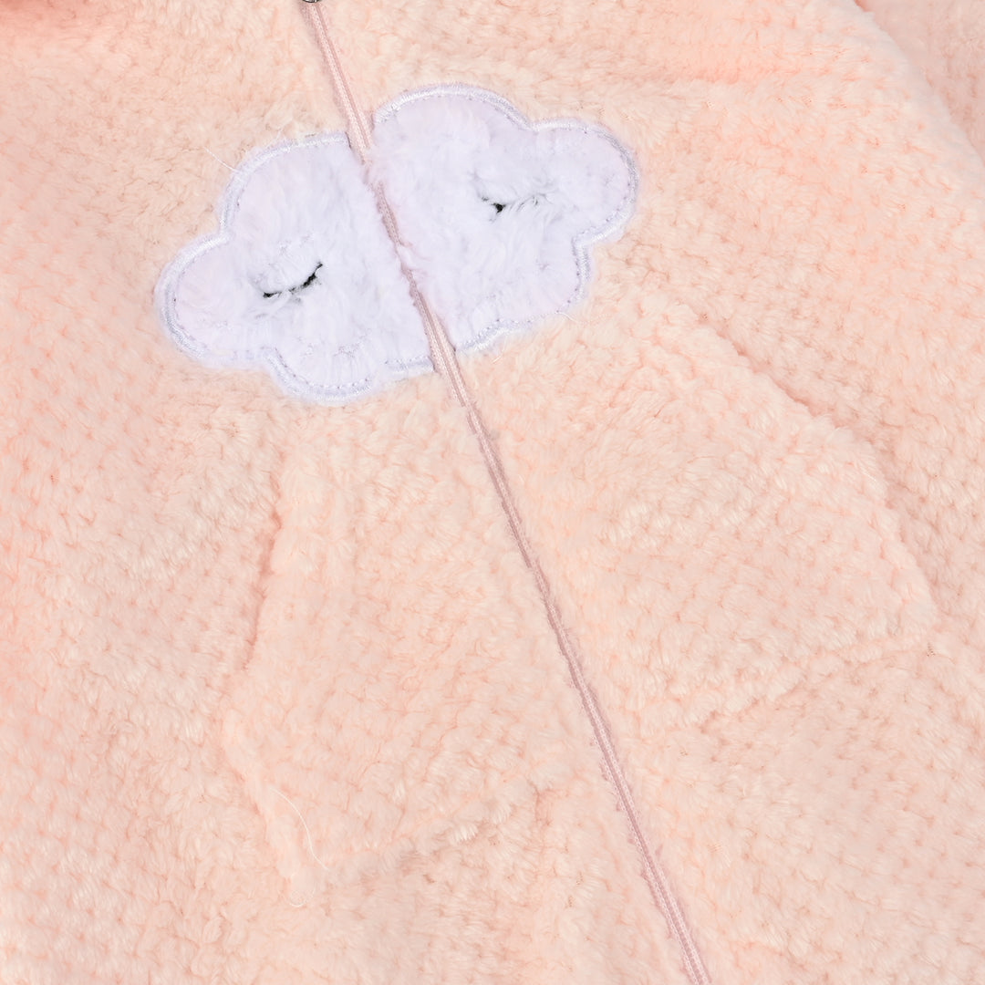 Infant Unisex Sherpa Romper-Pink