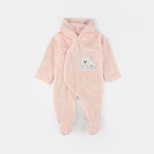 Infant Unisex Sherpa Romper-Pink