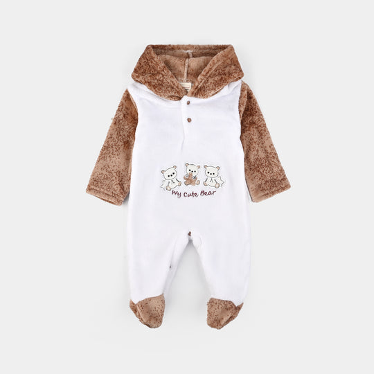 Infant Unisex Velour Romper-White