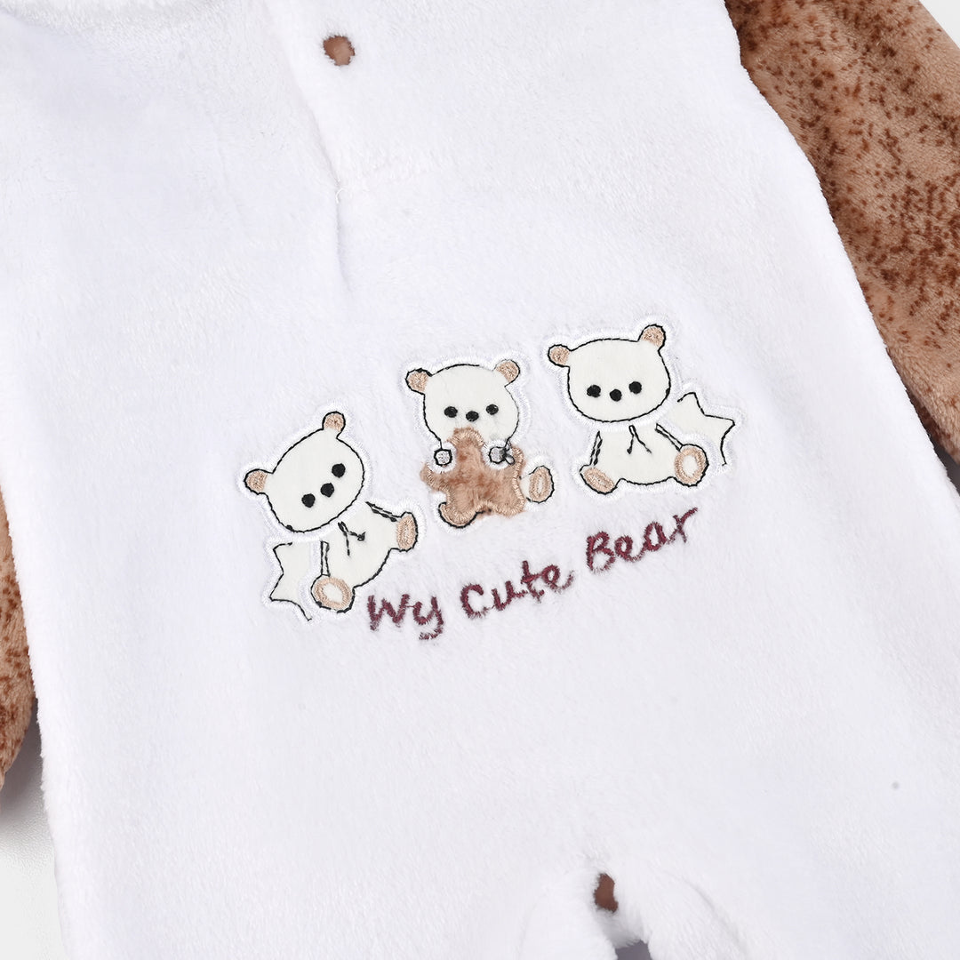 Infant Unisex Velour Romper-White