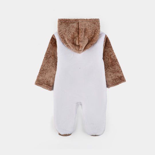 Infant Unisex Velour Romper-White