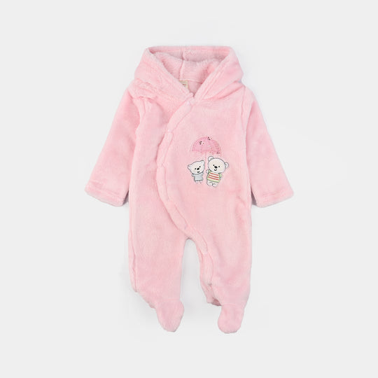 Infant Unisex Sherpa Romper-Pink