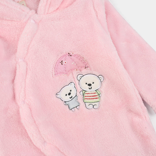 Infant Unisex Sherpa Romper-Pink