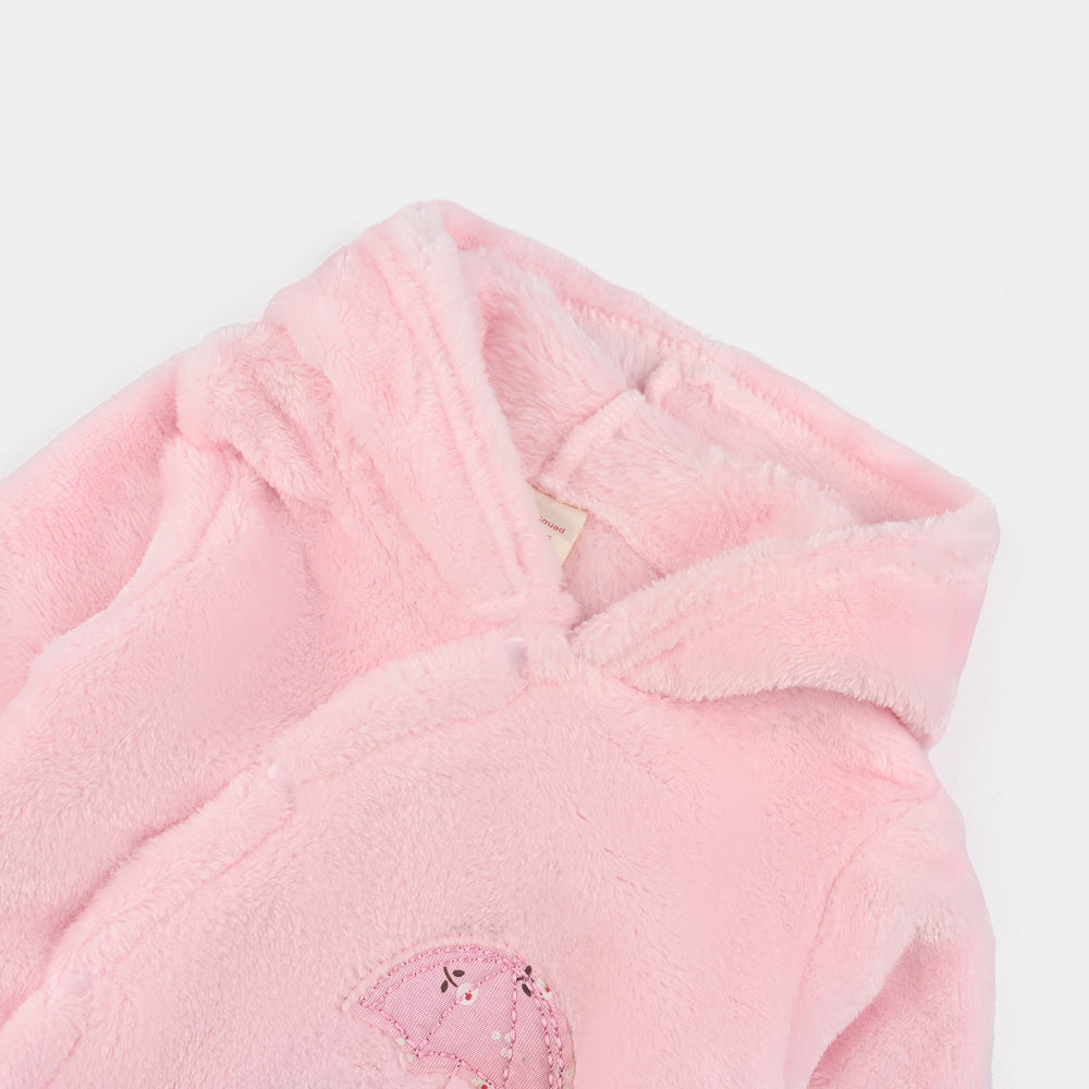 Infant Unisex Sherpa Romper-Pink