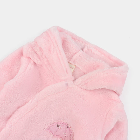 Infant Unisex Sherpa Romper-Pink