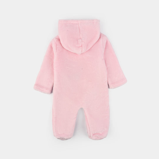 Infant Unisex Sherpa Romper-Pink