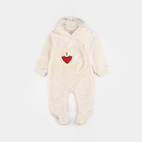 Infant Unisex Sherpa Romper-BEIGE