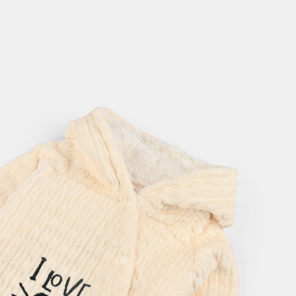 Infant Unisex Sherpa Romper-BEIGE