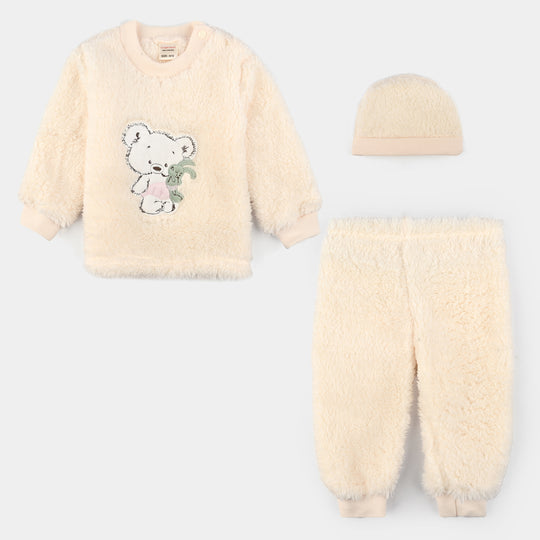Infant Boys Faux Fur Suit-BEIGE