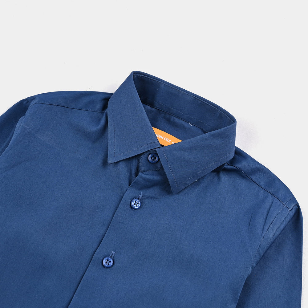 Boys Cotton Poplin Formal Shirt (Blue)-Blue