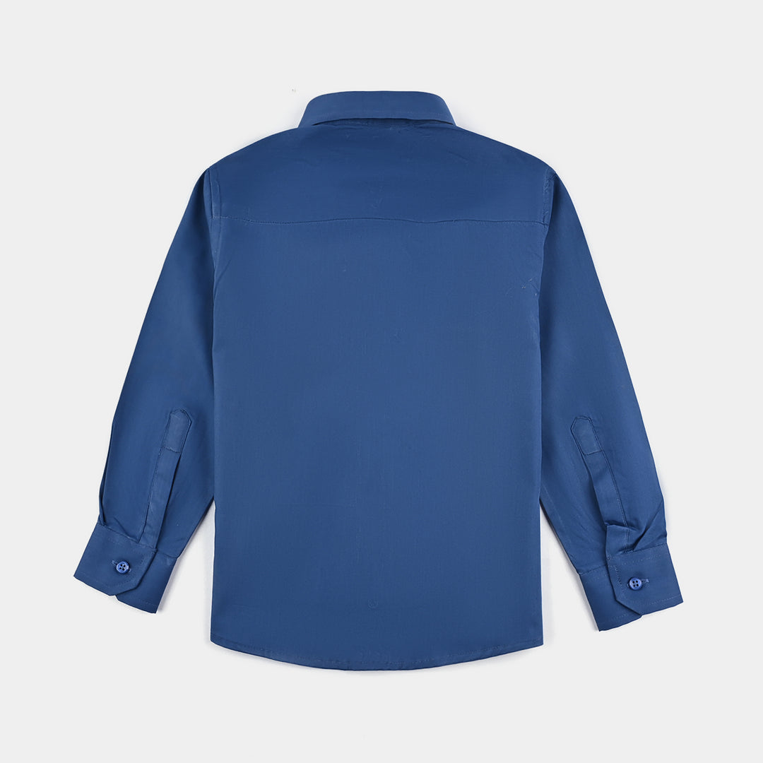 Boys Cotton Poplin Formal Shirt (Blue)-Blue