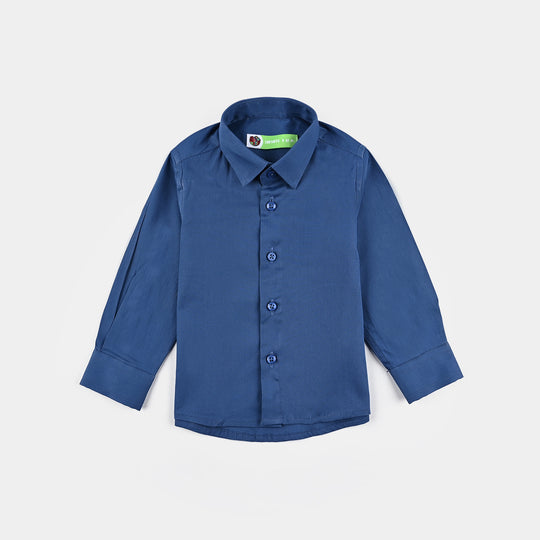 Infant Boys Cotton Poplin Formal Shirt (Blue)-Blue