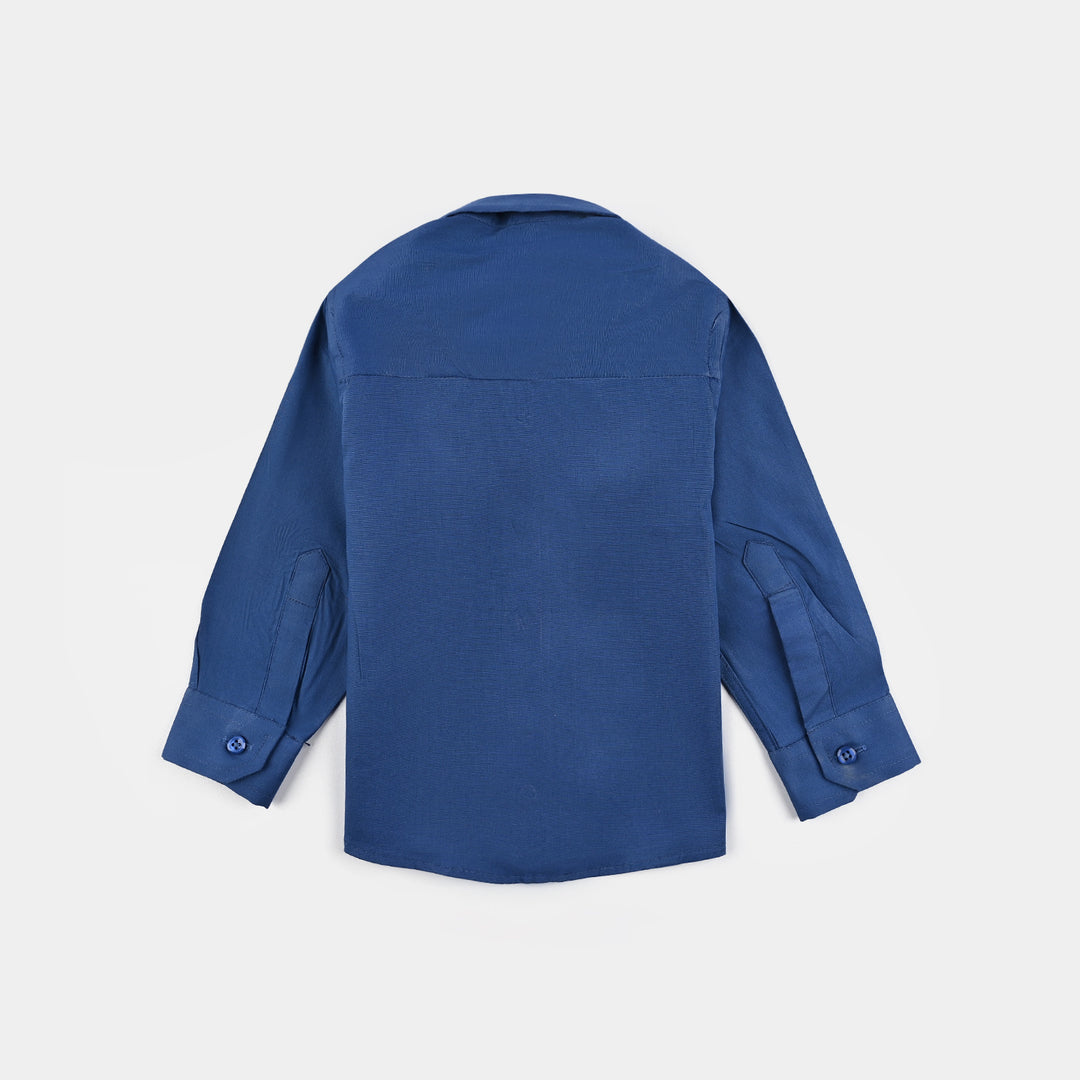 Infant Boys Cotton Poplin Formal Shirt (Blue)-Blue