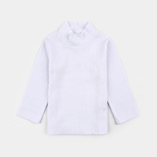 Boys Rib Turtle Neck T-Shirt - WHITE
