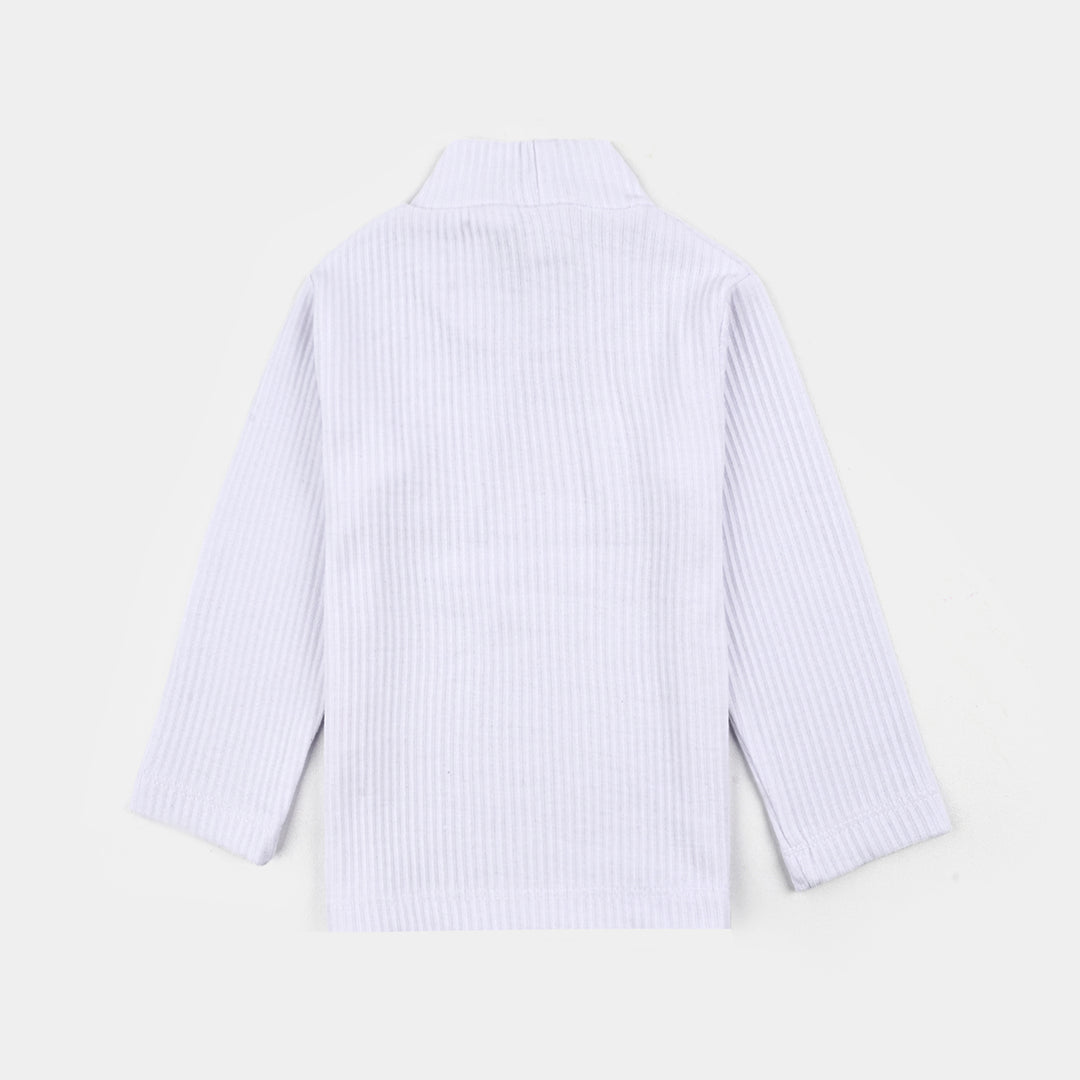 Boys Rib Turtle Neck T-Shirt - WHITE