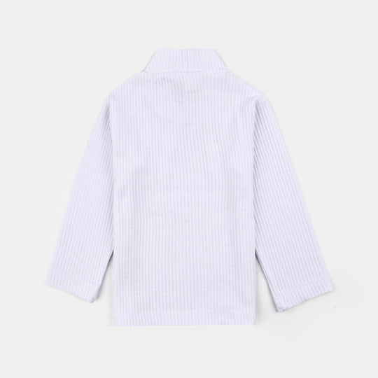 Boys Rib Turtle Neck T-Shirt - WHITE