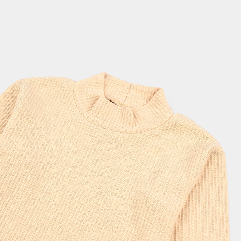 Boys Rib Turtle Neck T-Shirt - Wood.Ash