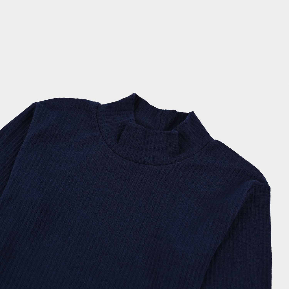 Boys Rib Turtle Neck T-Shirt - NAVY