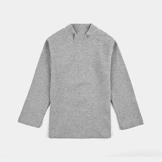 Boys Rib Turtle Neck T-Shirt - Dark.Grey