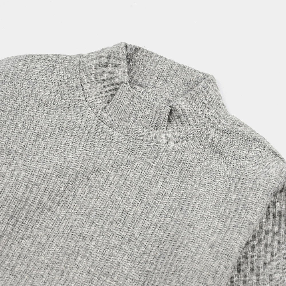 Boys Rib Turtle Neck T-Shirt - Dark.Grey