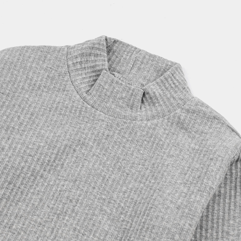 Boys Rib Turtle Neck T-Shirt - Dark.Grey