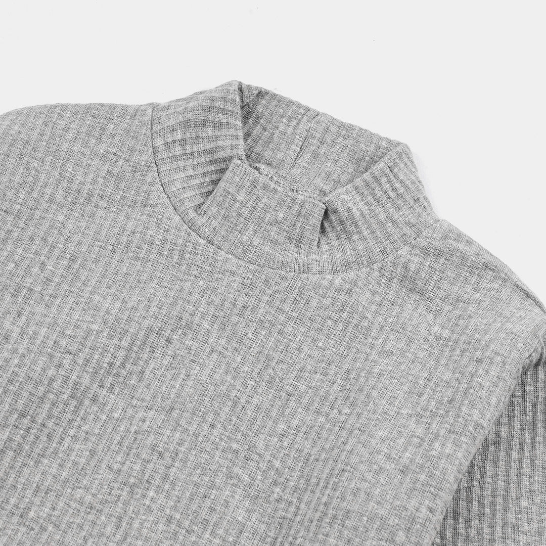 Boys Rib Turtle Neck T-Shirt - Dark.Grey