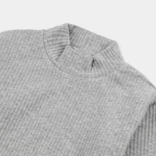 Boys Rib Turtle Neck T-Shirt - Dark.Grey