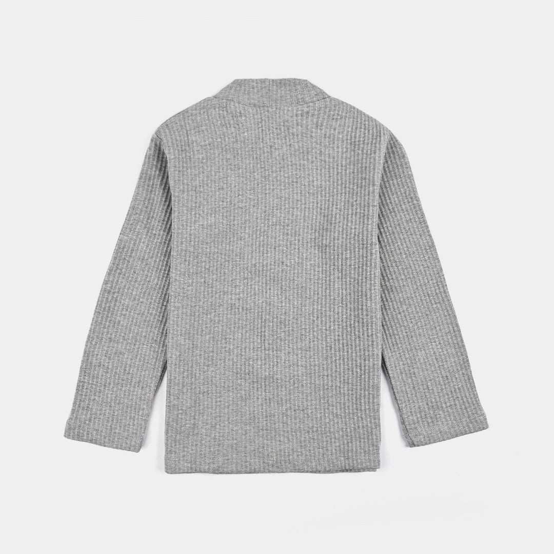 Boys Rib Turtle Neck T-Shirt - Dark.Grey