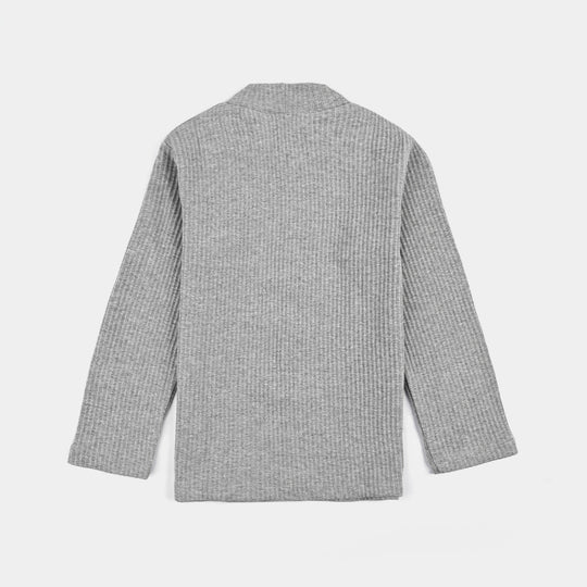 Boys Rib Turtle Neck T-Shirt - Dark.Grey