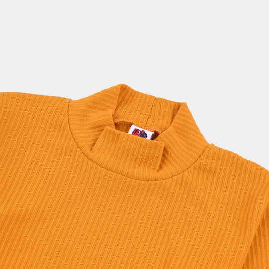 Girls Rib Turtle Neck T-Shirt - Sun.Flower