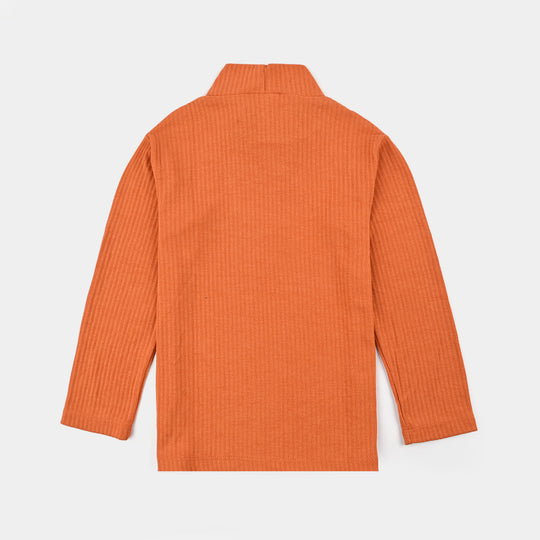 Girls Rib Turtle Neck T-Shirt - H.SunSet