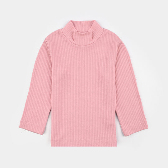 Girls Rib Turtle Neck T-Shirt - Candy.Pink