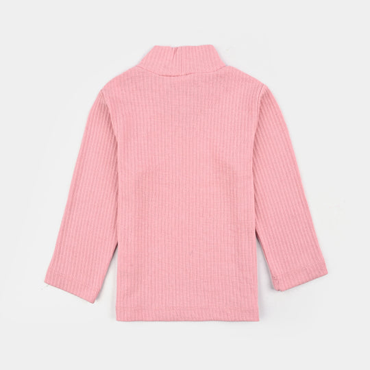 Girls Rib Turtle Neck T-Shirt - Candy.Pink