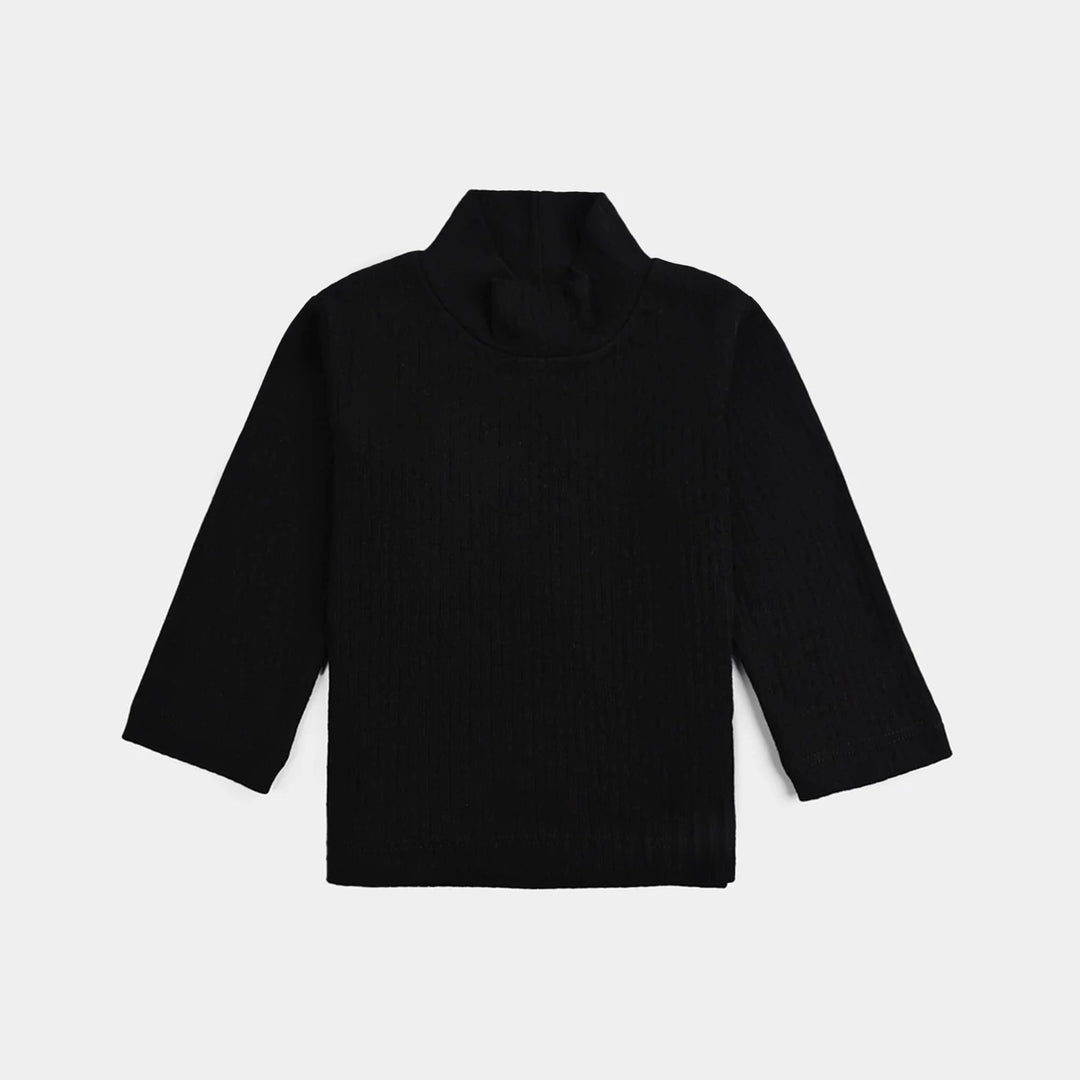 Infant Unisex Rib Turtle Neck T-Shirt - BLACK